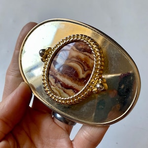 Vintage Collectible Belt Buckles, Cabochon Jasper Agate Rodeo Buckle, Western Cowboy Buckles, Country Style Buckles, Collectible Accessories