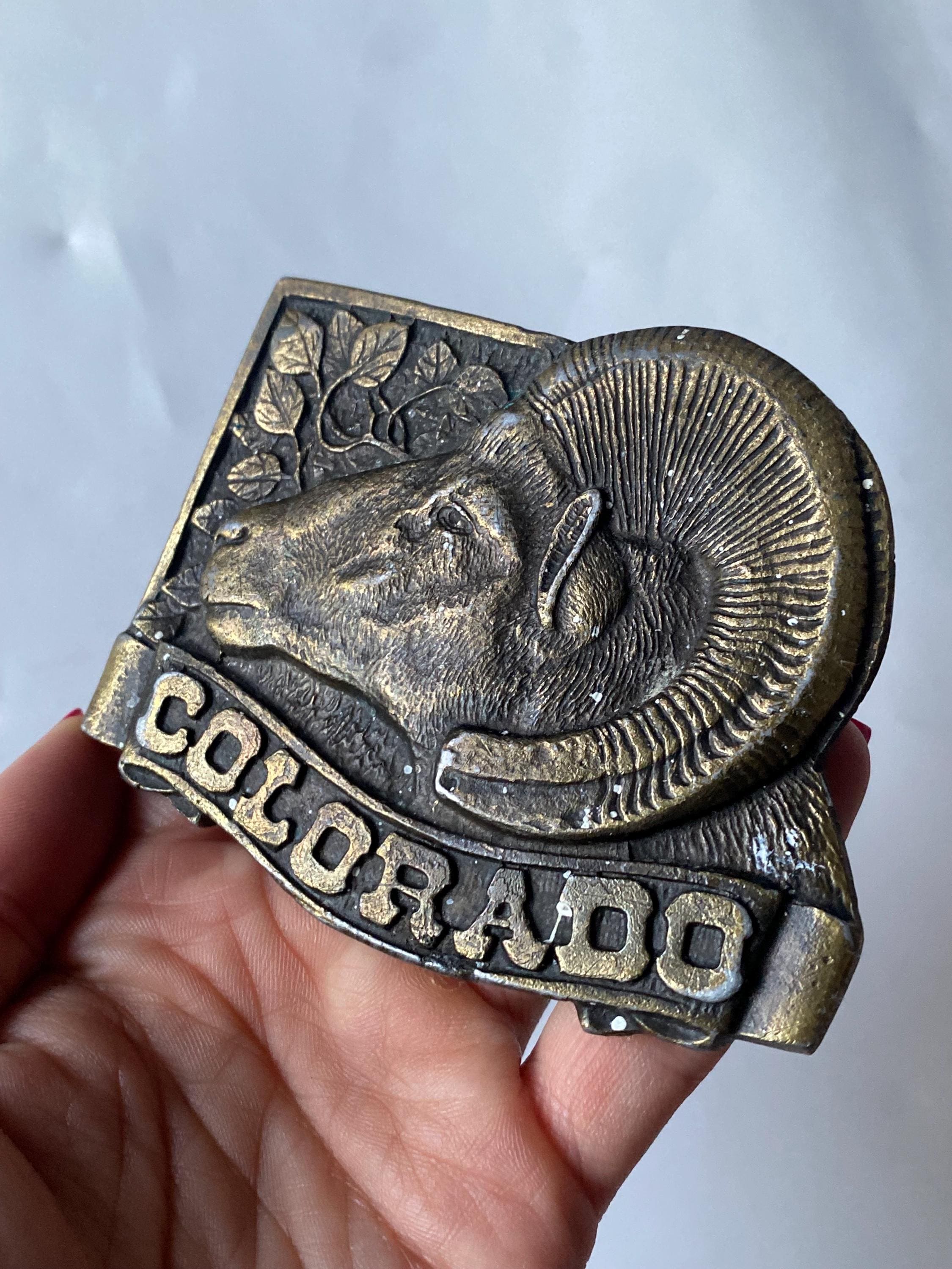 Vintage Signed Paquette Double Belt Buckle Sheep/Ram Horns Goldtone Interlocking Paquette Belt - Etsy main image 2