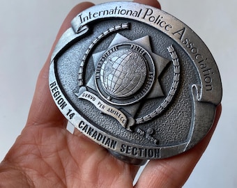Vintage IPA Region 14 Belt Buckle: 1980s Pewter Collectible