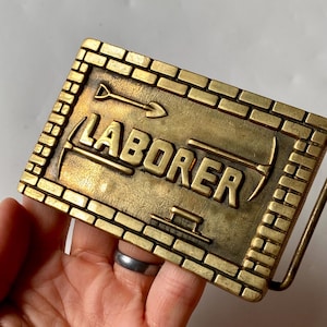 Collectible Vintage Belt Buckles, Laborer Worker Belt Buckle, Baron Solid Brass Buckles, 1980s Industrial Buckles, Collectible Accessories