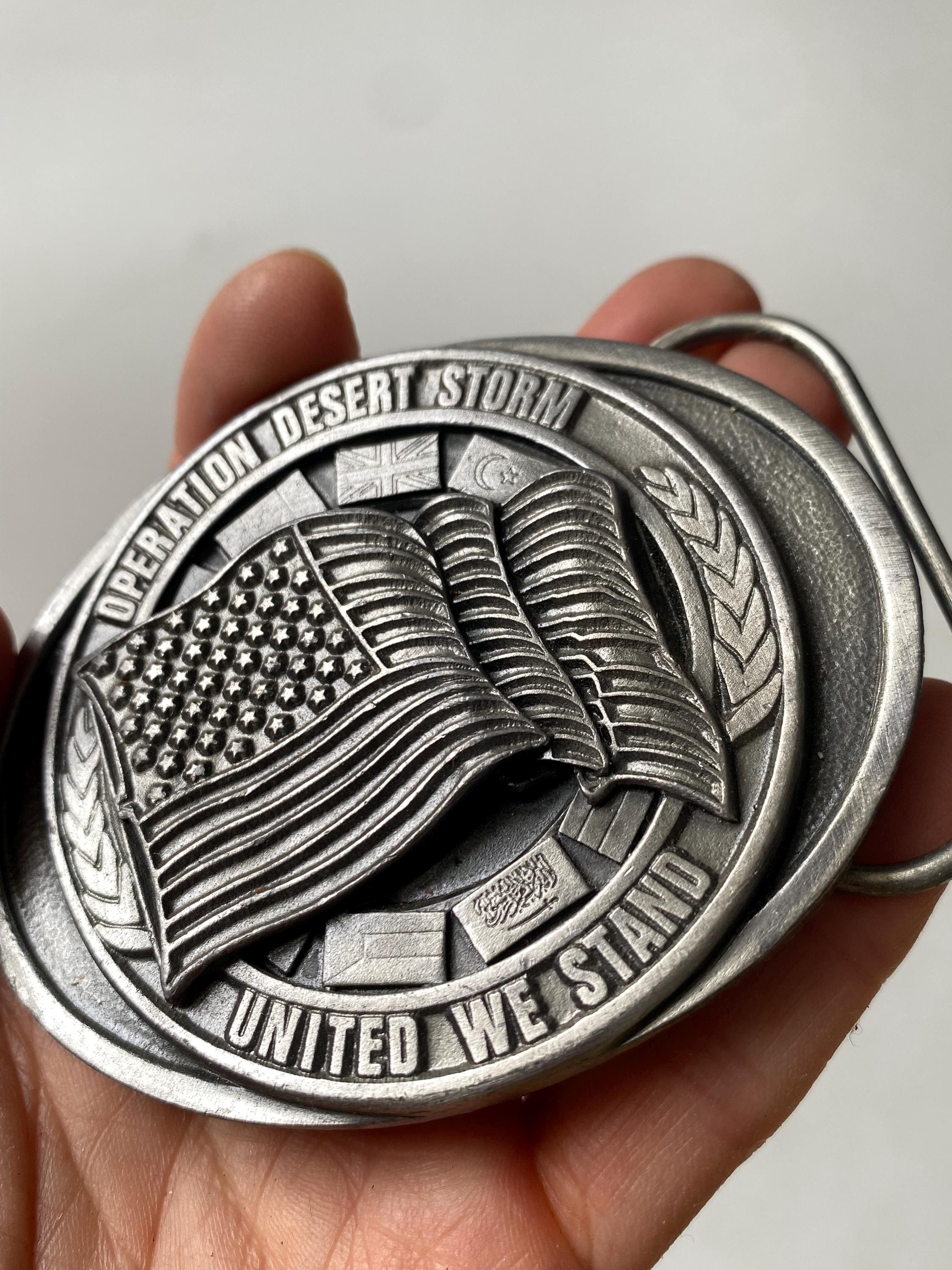 Vintage Operation Desert Storm United We Stand Belt Buckle, US