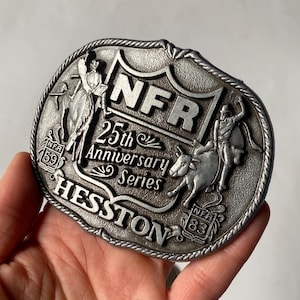Collectible Vintage Belt Buckle, 1983 Rodeo Buckle, NFR 25th Anniversary Series Buckle, Western Cowboy Style Buckle, Collectible Accessories