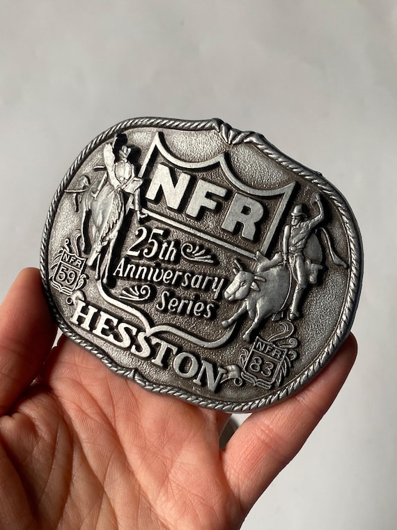 廃盤帯付　サイン入り　・NACIONAL JAM'S　／BEAT HARVEST Vintage 1983 Hesston NFR Rodeo Belt Buckle, 25th Anniversary