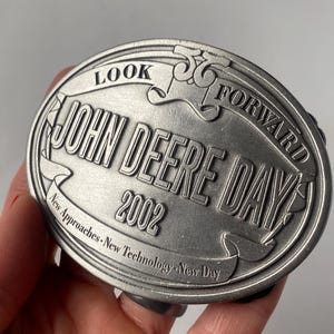 Collectible Vintage Belt Buckles, John Deere Days 2002 Commemorative Buckle, Pewter Buckles, Collectible Accessories