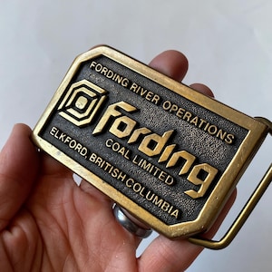 Vintage Brass Oil Rig Belt Buckle: Collectible Industrial Style