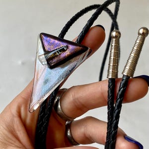 Vintage Glass Bolo Tie: Geometric Modernist Accessory