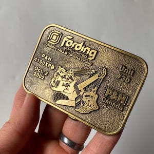 Vintage Brass Belt Buckle: Fording Coal Mining Theme