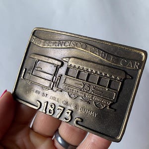 Vintage San Francisco Cable Car Belt Buckle - Collectible Brass Accessory