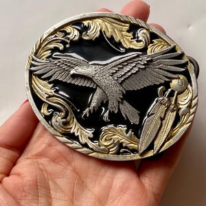 Vintage Collectible Pewter Belt Buckle, Bald Eagle Buckle, Americana Style Buckle, Western Buckle, Patriotic Buckle, Collectible Accessories