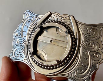 Vintage Mexico Abalone Shell Belt Buckle: Alpaca Silver  display picture 1
