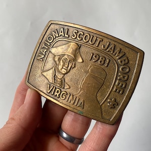 Vintage Collectible Belt Buckle, National Scout Jamboree 1981 Virginia Commemorative Buckle, Boy Scouts Brass Belt Buckle