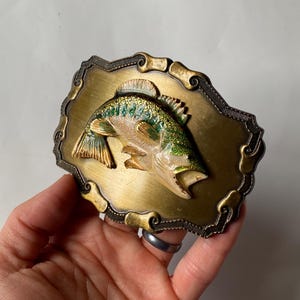Vintage Collectible Belt Buckles, Fishing Theme Buckle, Large Mouth Bass Buckle, Western Americana Style Buckle, Collectible Accessories