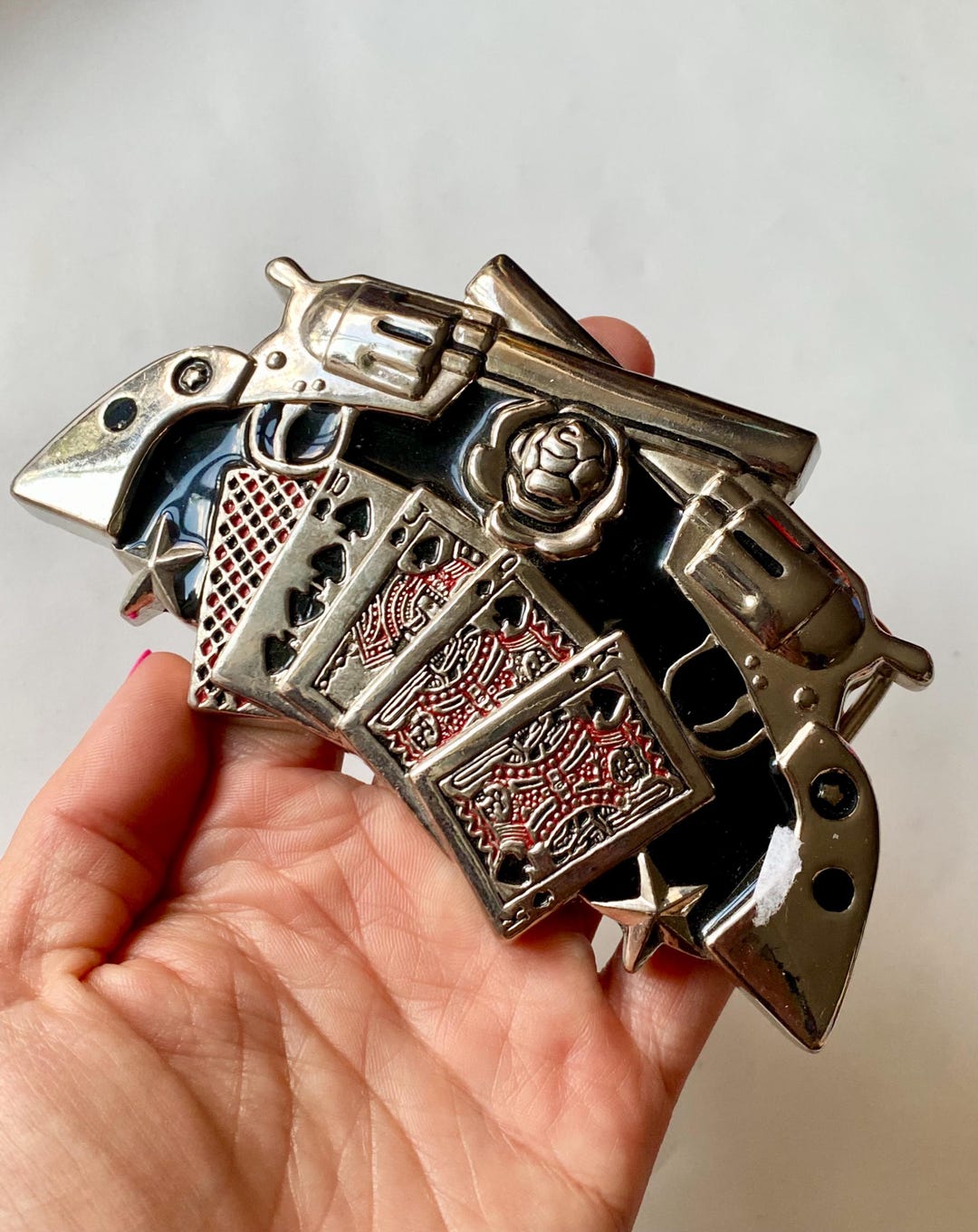 Collectible Belt Buckles, Pistols Rose & Cards Buckle, Casino Theme ...