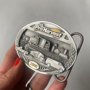 Vintage Brass Pewter Collectible Belt Buckles, Agriculture Buckles, Pro Harvest Buckles, Farming Equipment Buckle, Collectible Accessories