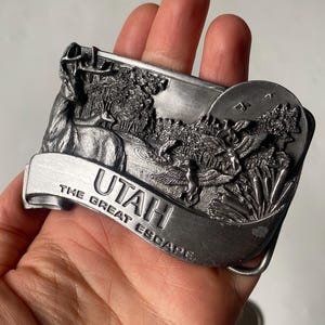 Vintage Collectible Buckles, Utah The Great Escape Buckle, US State Buckle, 1984 Bergamot Pewter Belt Buckle, Collectible Accessories