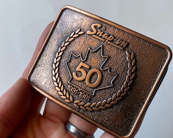 Snap-on Tools 70th Anniversary Belt Buckle 1920 - 1990 Solid Brass
