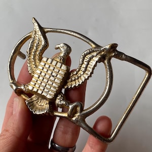 Vintage Brass Eagle Belt Buckle: Americana Accessory