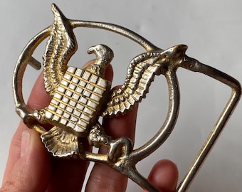 Vintage Brass Eagle Belt Buckle: Americana Accessory