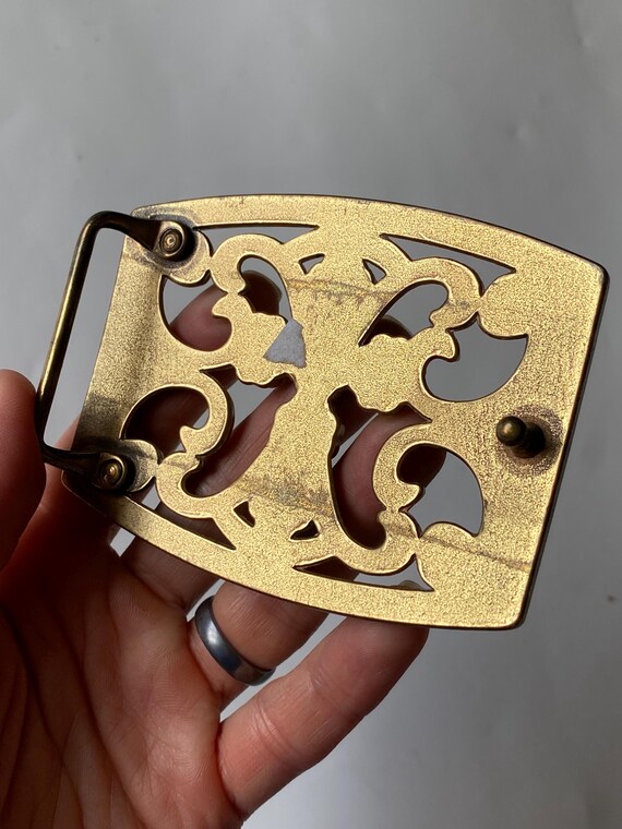 Ornate Antique Gold-Tone Decorative Cross Belt Buckle -heavy Mens Ornate Buckles | Boot Barn main image 4