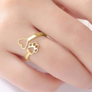 Personalisierte Katzenpfote Name, Ring Paw Hug personalisierte Haustier Ring, Haustier Erinnerungsring, Individuell gravierte Hundering, Geschenk für Tierliebhaber Test?