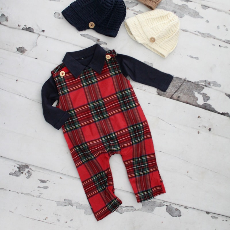 Baby Boy Romper In Blended Stuff Jeep Design Red Color