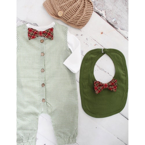 Personalized Baby Boy Christmas Outfit Red Gingham Etsy