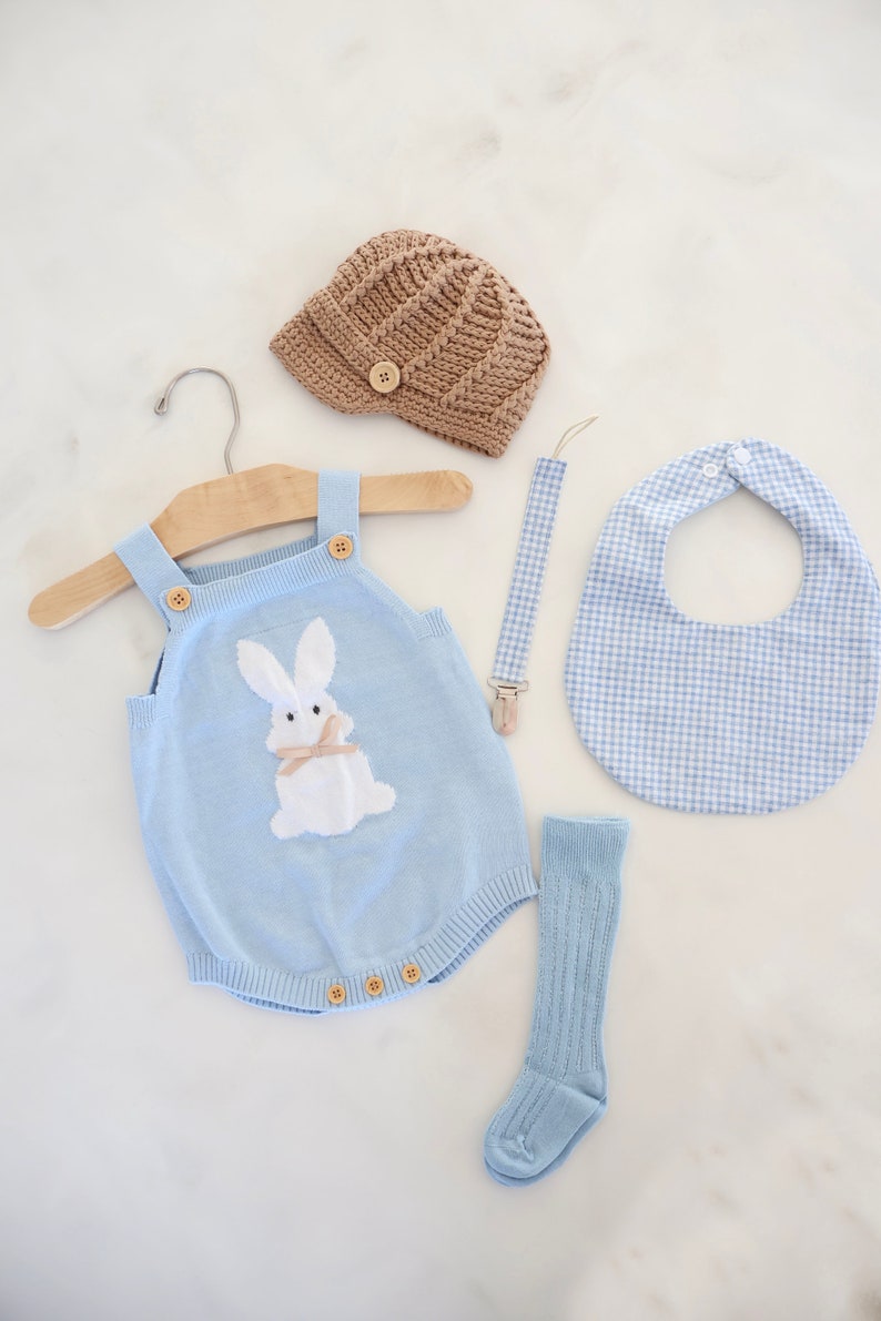 Spring Baby Boy Knit Romper Easter Bunny Rabbit Knee High Etsy