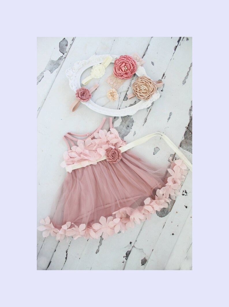 Baby Girl Birthday Dress & Lace, Velvet or Satin Rose Headband 1st Birthday Outfit, Mother's Day, Summer Sisters Matching Sz 1-8 Years 