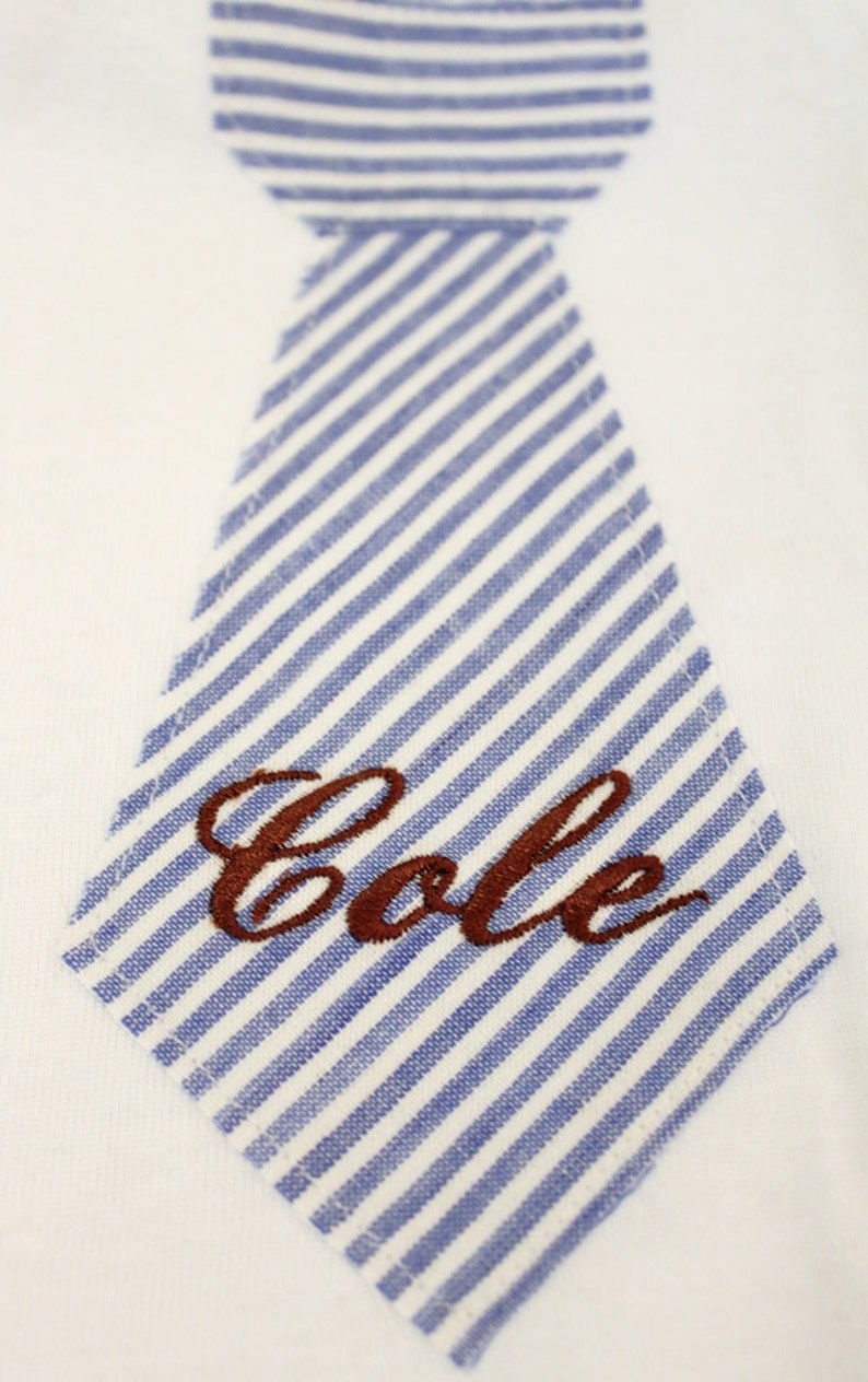 Christmas Holiday Chose Any Tie Baby Boy Blue Seersucker Tie Onesie Bodysuit with Any Personalization Children/'s Fashion. Stripes