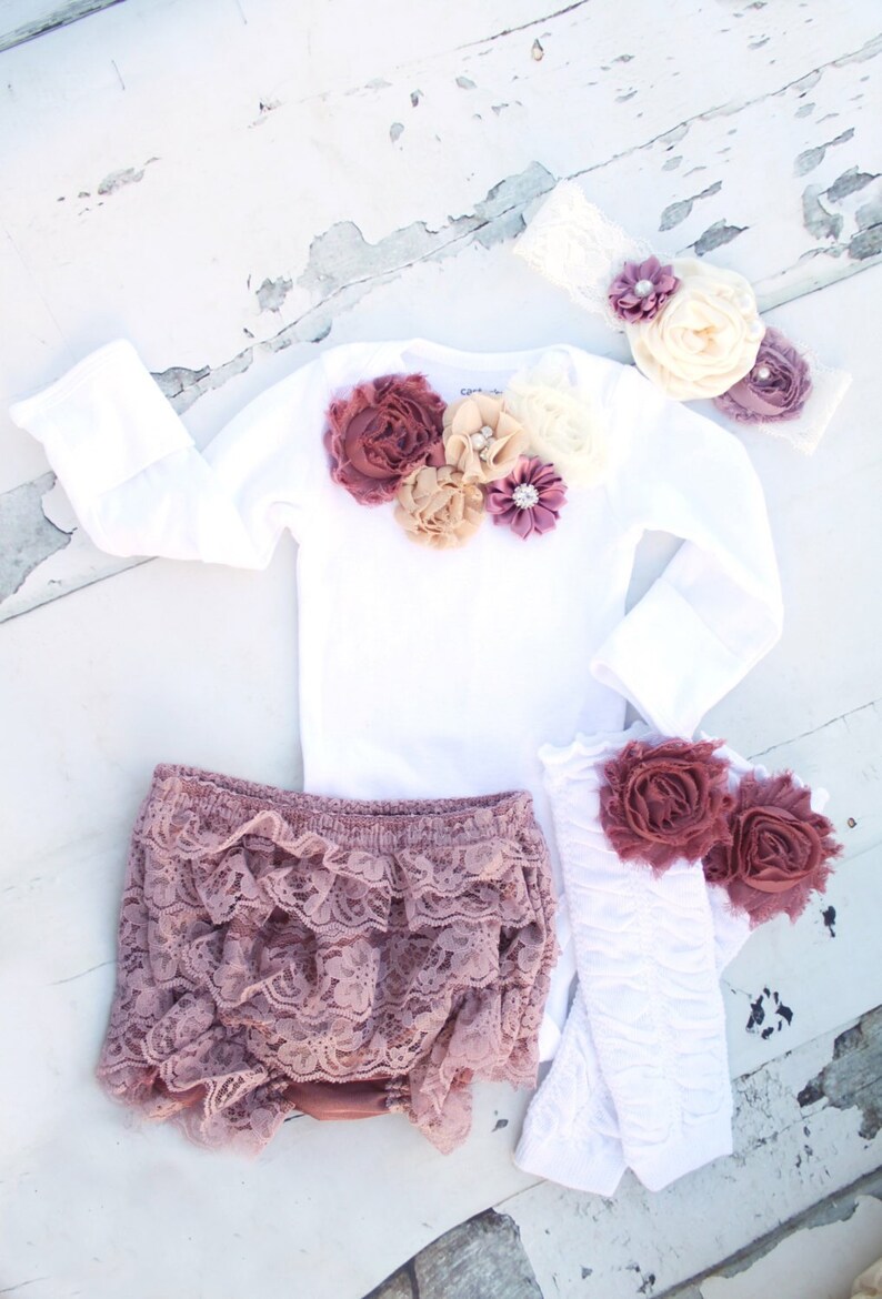 Newborn Baby Girl Coming Home Outfit Set of up to 4 Items Etsy