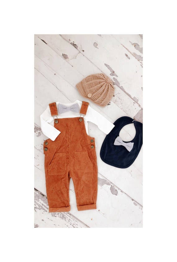 Thanksgiving Baby Boy Camel Corduroy Overalls & Seer Sucker Etsy