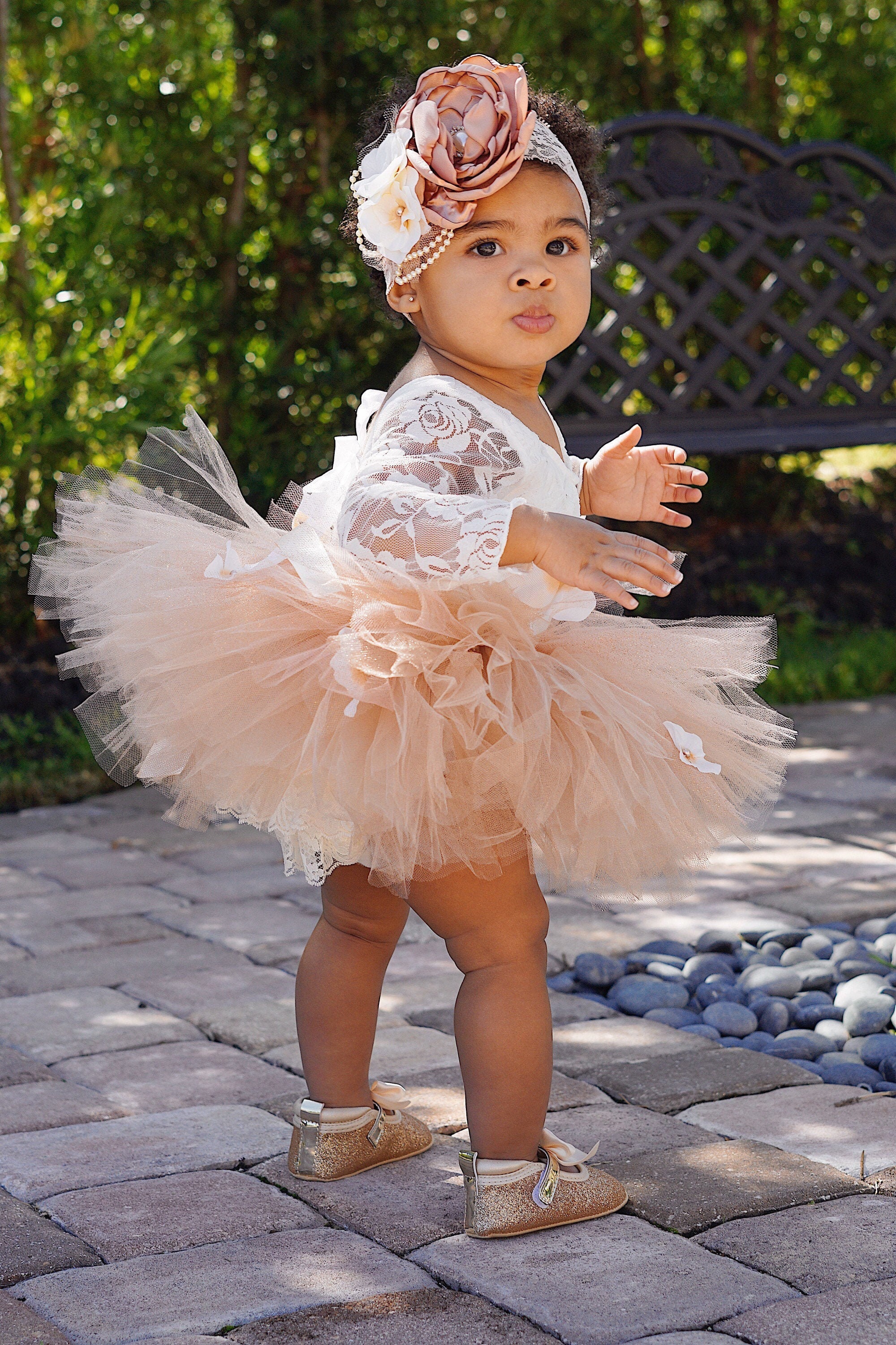 White Lace Bodysuit w Ties, Tutu Pettiskirt, Headband or Leg Warmers.…