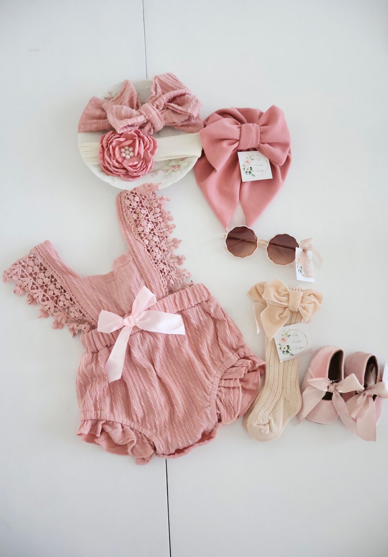 Newborn Girl Mid Season Romper In Blended Stuff Light Pink Color