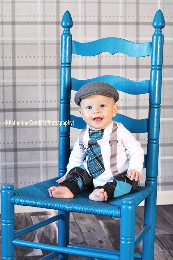 Items similar to Tie and Suspender Baby Boy Outfit Bodysuit. Preppy