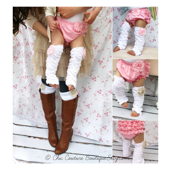 Fall Autumn Baby Girl Chiffon Rose Ruffle Leg Warmers. Boot Socks Cuffs. Baby's 1st Birthday Outfit Gift Mommy and Me Matching Gift