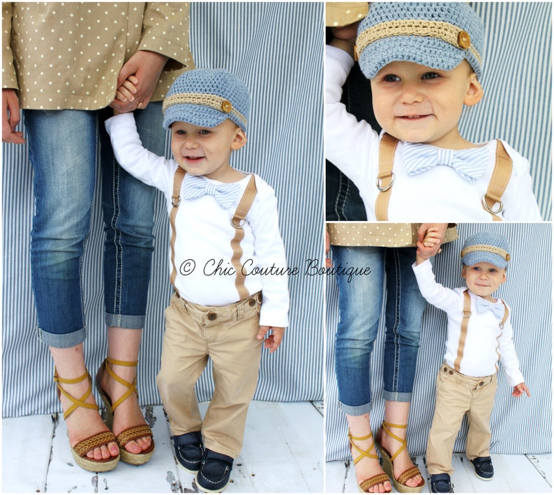 Collection 28+ Images baby boy blue bow tie and suspenders Completed
