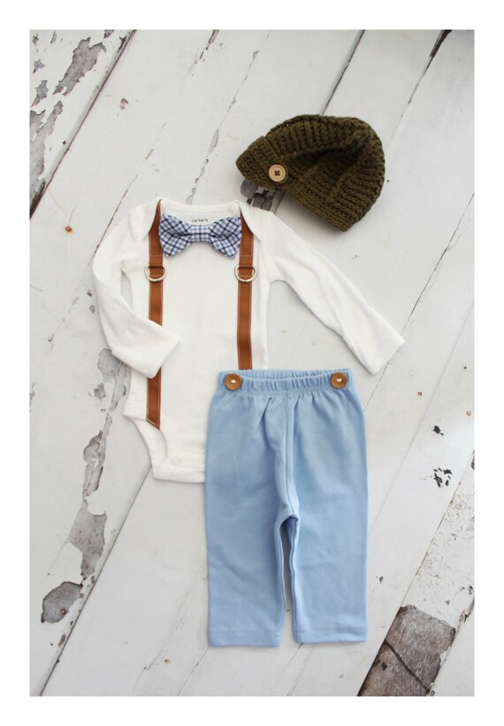 newborn bow tie and suspenders outfit