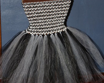 Zebra Themed  Crochet Tube Top/Waistband Dress Tutu  Black and White Striped