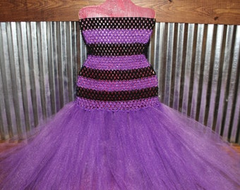 Purple and Black Themed  Crochet Tube Top/Waistband Dress Tutu