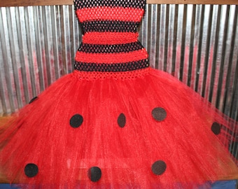 Lady Bug Themed  Crochet Tube Top/Waistband Dress Tutu  Black and Red Ladybug