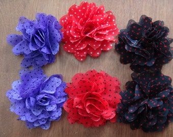 Grab Bag Sale!   2" Chiffon polka dot Flower heads (pack of 6)