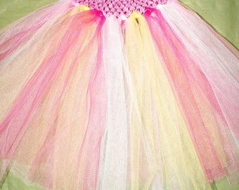 Pink Lemonade Tutu with a Crochet Waistband for newborn and up