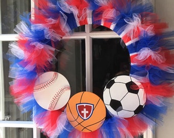 School Sport's Team themed wreath (choose your colors and sports)