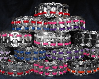Bracelet élastique à languette soda pop fabriqué sur commande avec n'importe quelle combinaison de couleurs