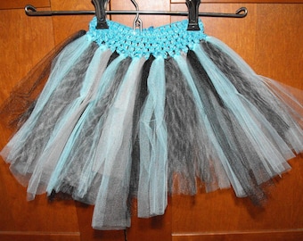 Turquoise Zebra Print Tutu with a Crochet Waistband for newborn and up
