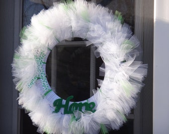 Green Ribbon Hope Awareness Ribbon Tulle Wreath