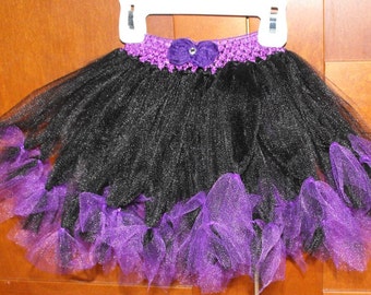 Black and Purple Princess Tutu with Detachable Hair Clip Bow