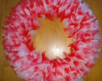 Extra Full Valentine's Day Tulle Wreath Red, White, Pink