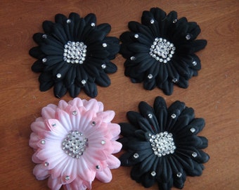 Grab Bag Sale!   4" Flower heads with diamond rhinestones (pack of 4)