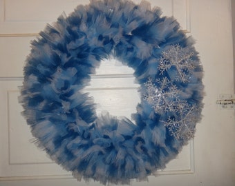 Extra Full Winter Snow Tulle Wreath